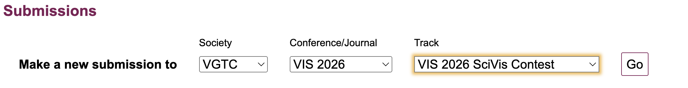 Submission Selection Screenshot